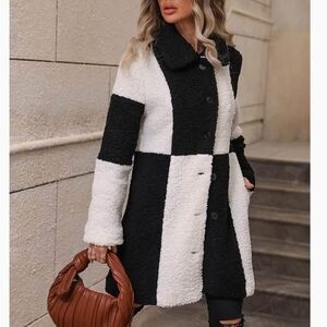 Coolane Women's Plus Size Teddy Fleece Colorblock Jacket Size OXL